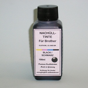 100 ml Tinta Preta para Brother CL970-BK CL1000-BK