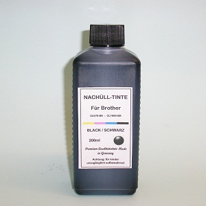 200 ml Tinta Preta para Brother CL970-BK CL1000-BK