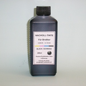 200 ml Tinta Preta para Brother CL980-BK CL1100-BK